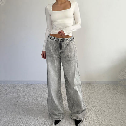 Washed Wide Leg Jeans