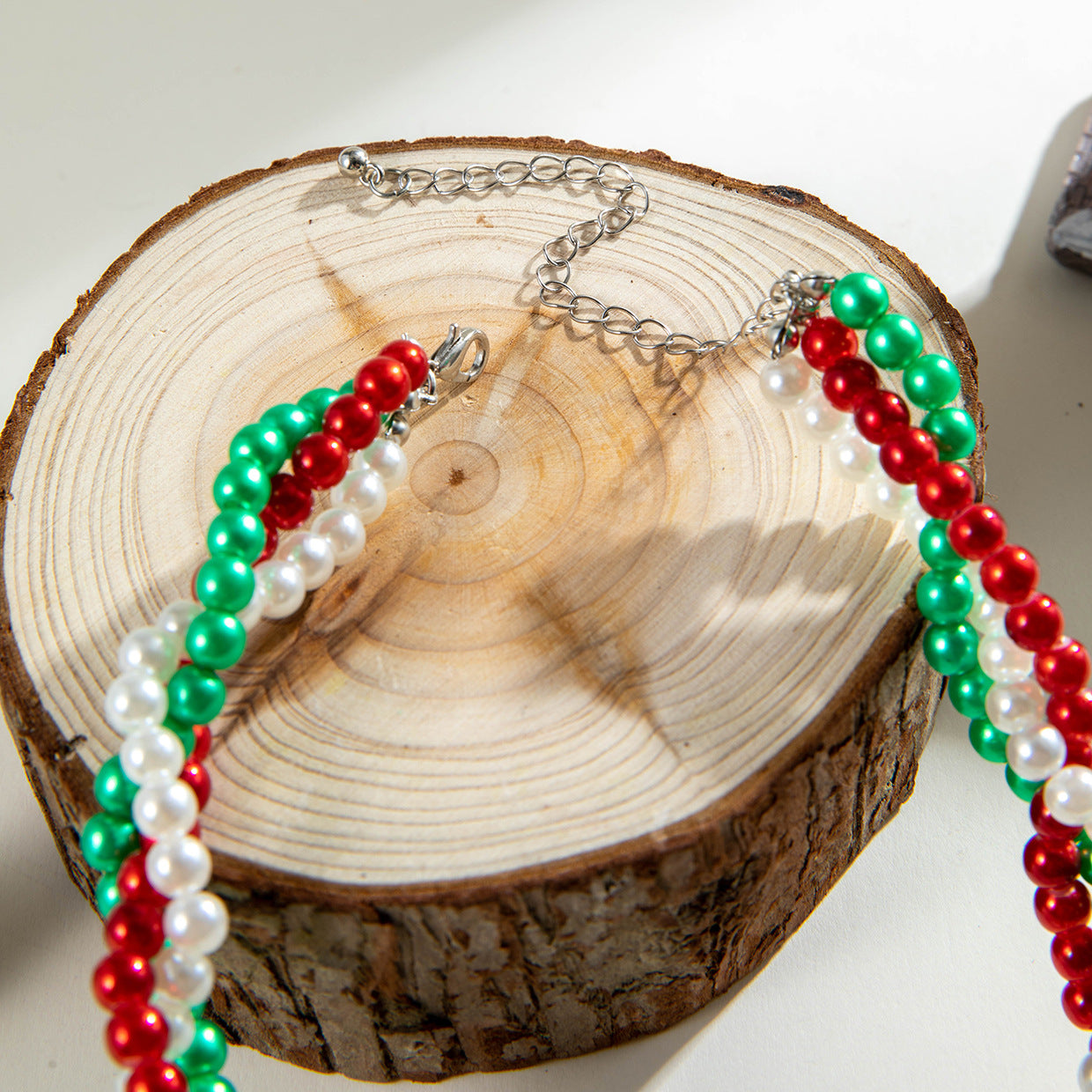 Colorful Beaded Twist Christmas Necklace