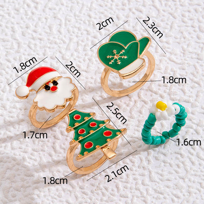 Santa Elk Christmas Ring Set