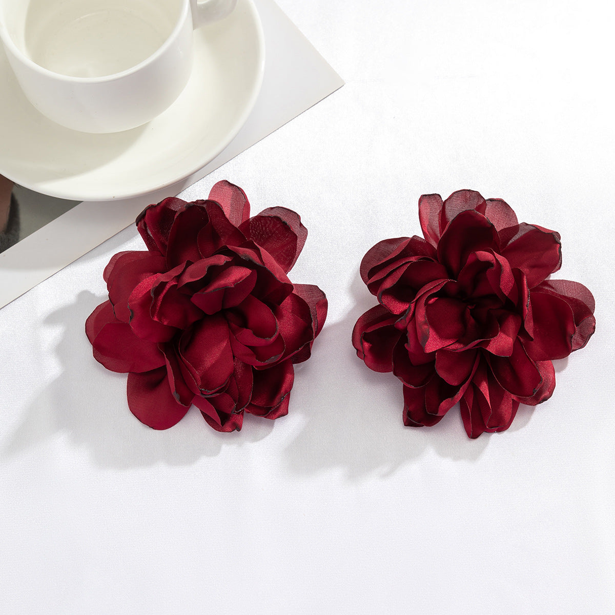 Oversized Fabric Flower Earrings