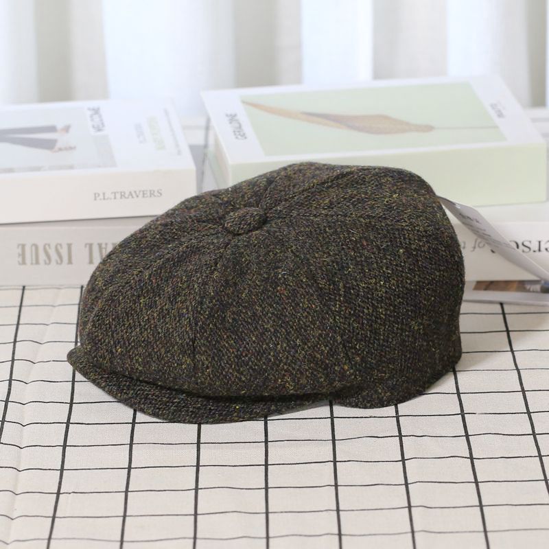 Trendy Vintage Tweed Wool Newsboy Hat