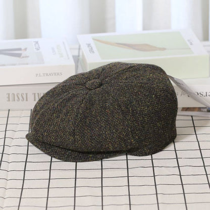 Trendy Vintage Tweed Wool Newsboy Hat