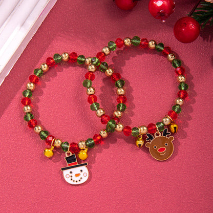 Beaded Bell Pendant Christmas Bracelet Set