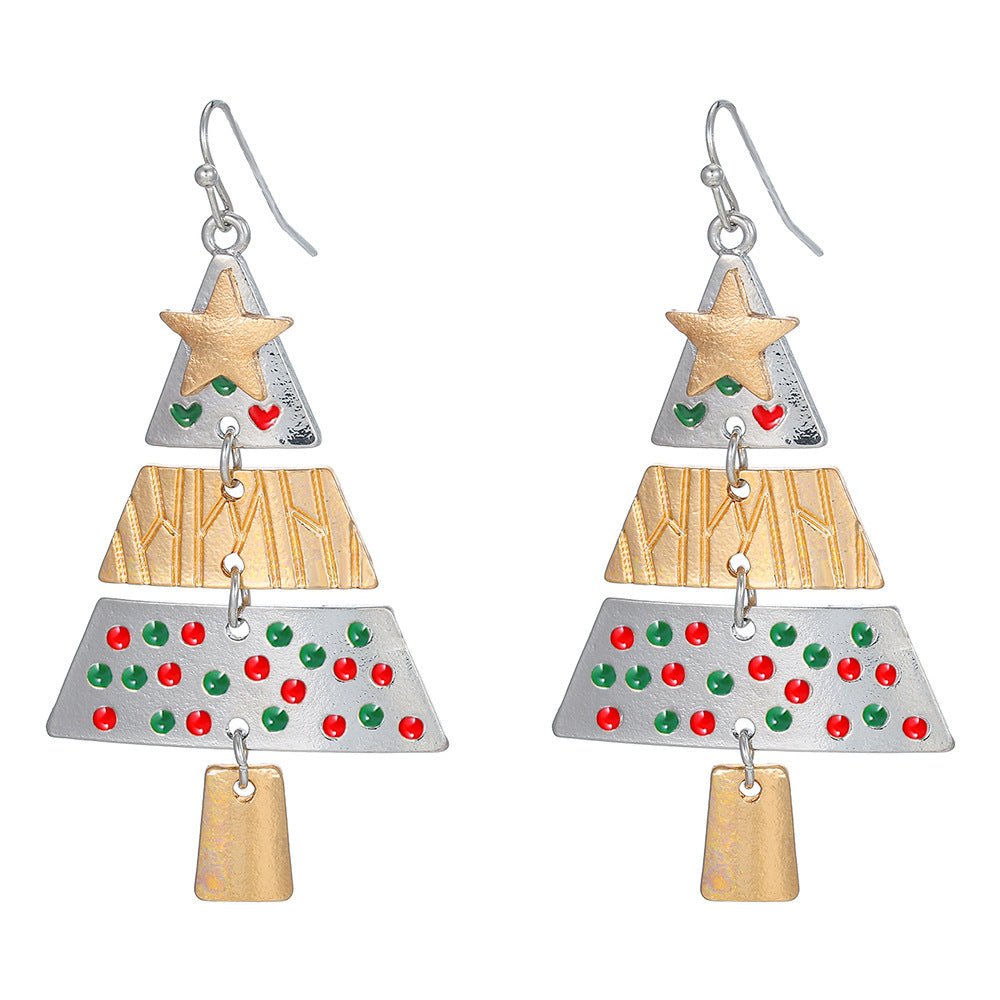 Spliced Metal Christmas Tree Earrings