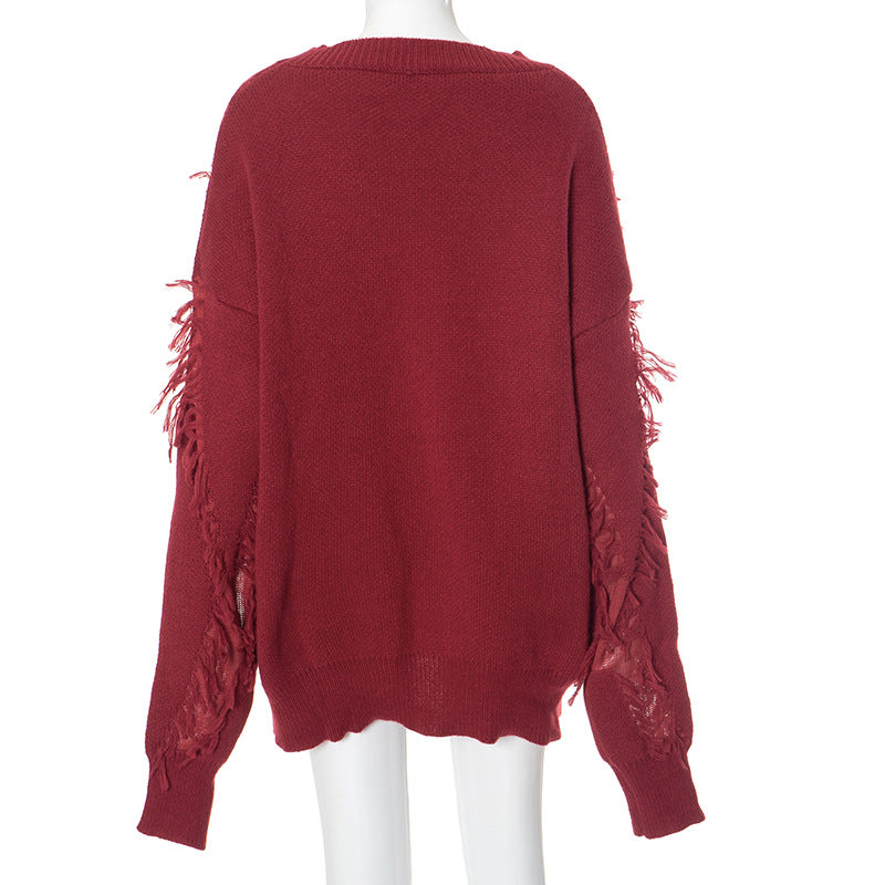 Ripped Tassel Sweater