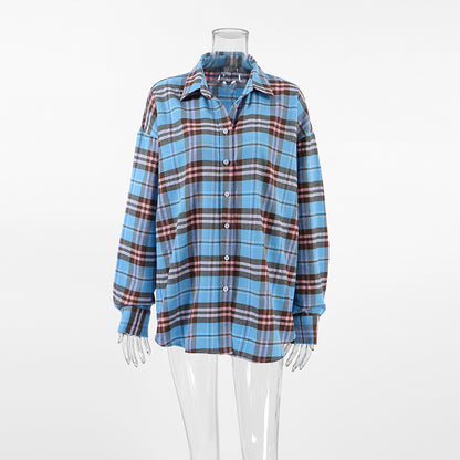 Street Style Vintage Plaid Oversized Shirt