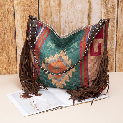 Retro Bohemian Hand-woven Cotton and Linen Shoulder Bag