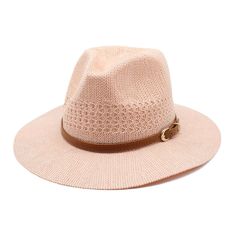 Wide Brim Leather Band Straw Hat