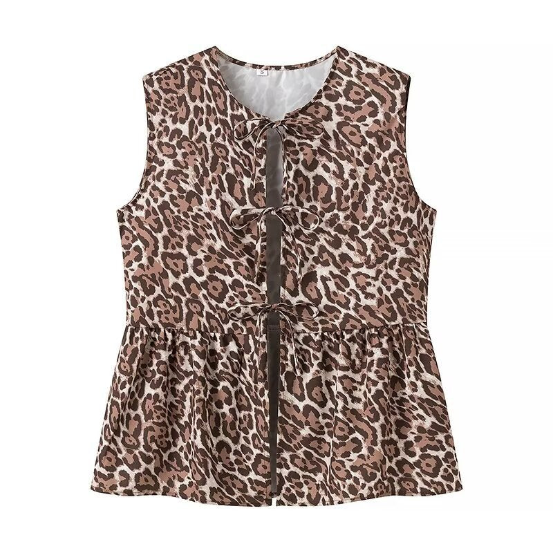 Leopard Print Vest And Casual Pant Set