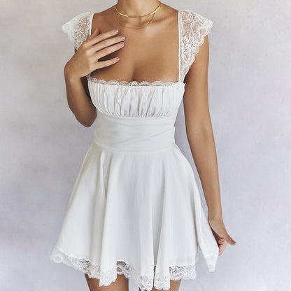 Lace Patchwork Strappy Corset Dress