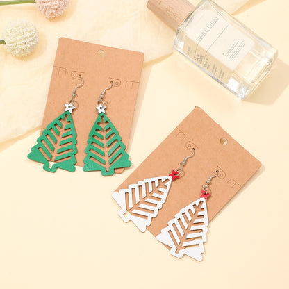 Hollow Christmas Tree Shaped Earrings