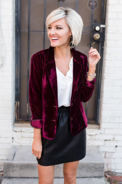 Velvet Solid Color Suit Jacket