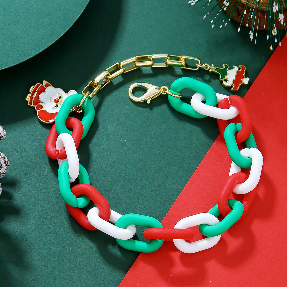 Colorful Chain Santa Pendant Bracelet