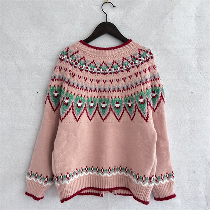 Ethnic Style Geometric Pattern Knitted Cardigan