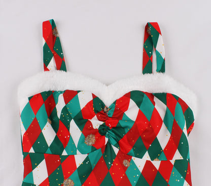 Christmas Argyle Print Dress