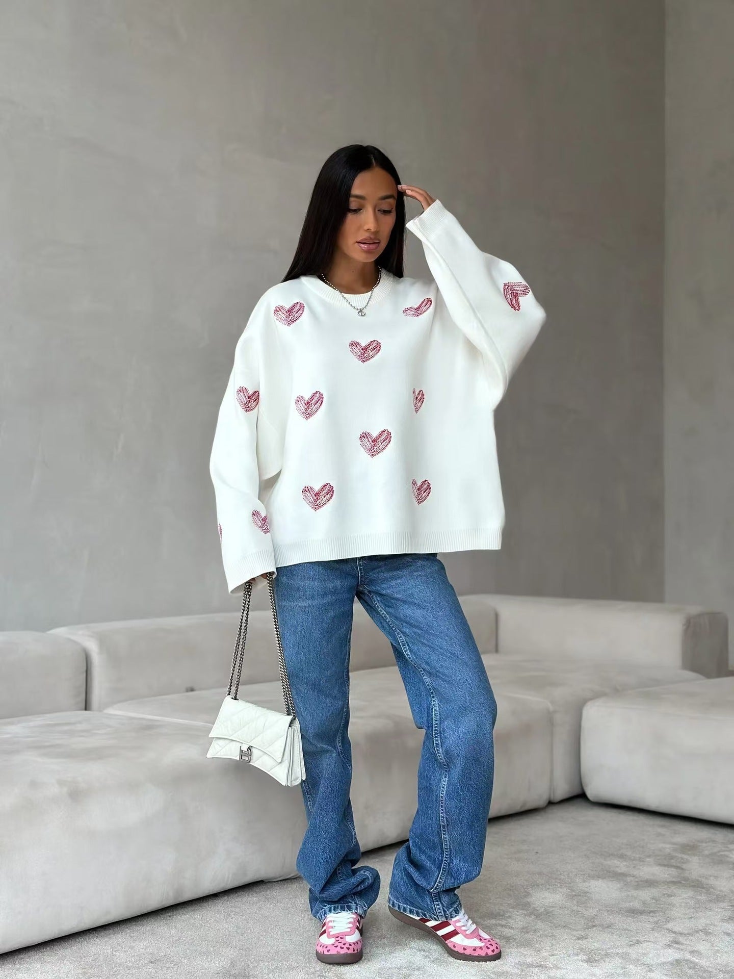 Handwriting Heart Knit Sweater