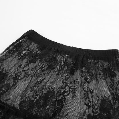 Black Lace See-Through Skirt