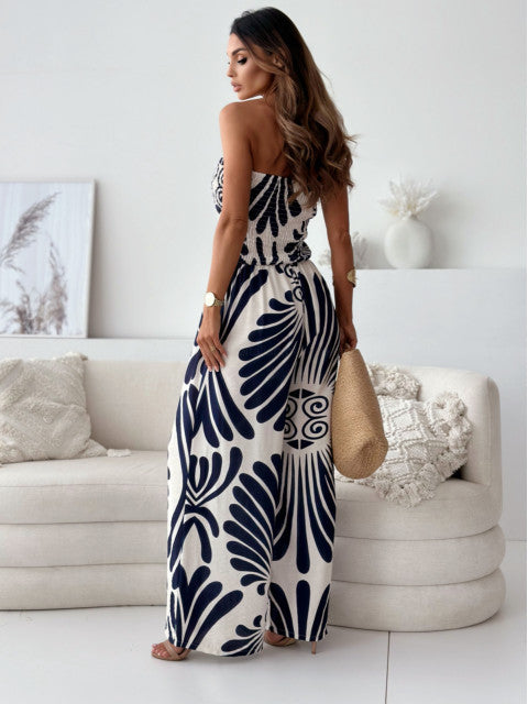 Off-Shoulder Sleeveless Jumpsuit with Wide Legs