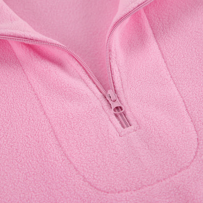 Pink Mood Pullover Zip-Up Lapel Elasticated Tunic Hoodie