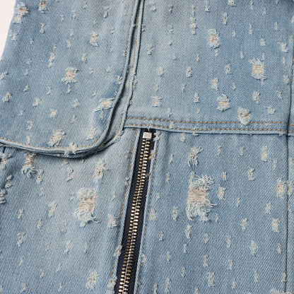 Frayed Denim Overalls