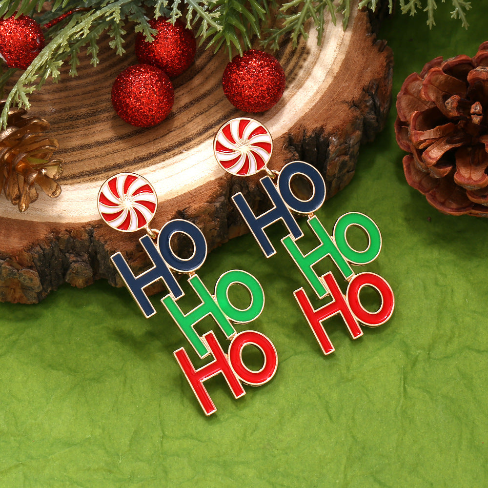 Candy "HOHOHO" Letter Creative Christmas Earrings