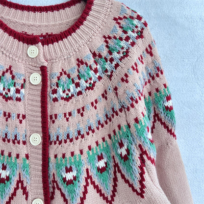 Ethnic Style Geometric Pattern Knitted Cardigan