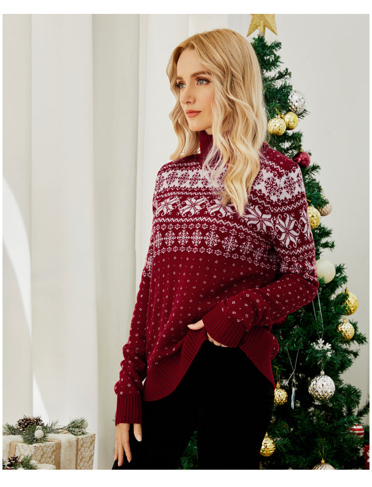 Christmas Snowflake Turtleneck Sweater