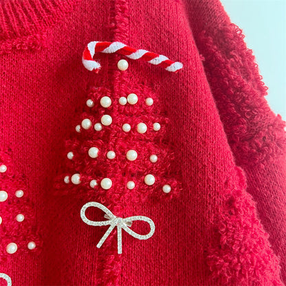 Plush Christmas Tree 3D Decorated Knit Sweater