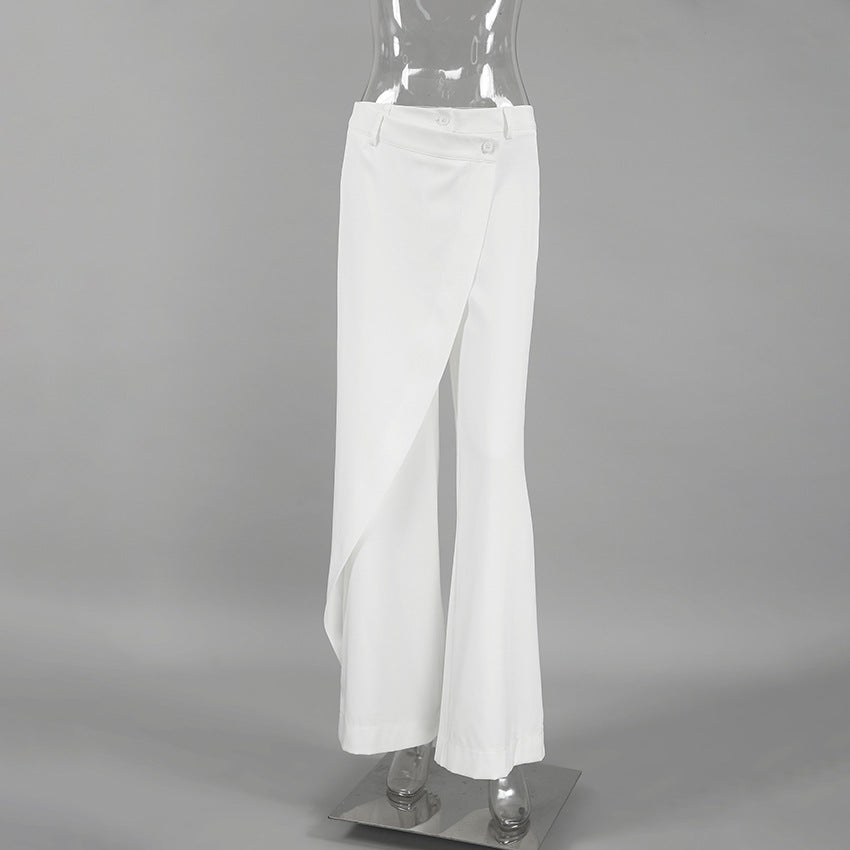 Casual Straight Leg Asymmetrical Pants