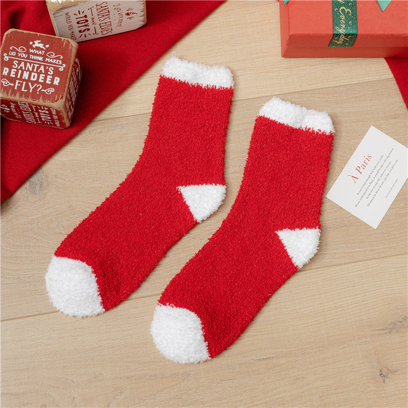 Christmas Pattern Coral Velvet Christmas Stockings