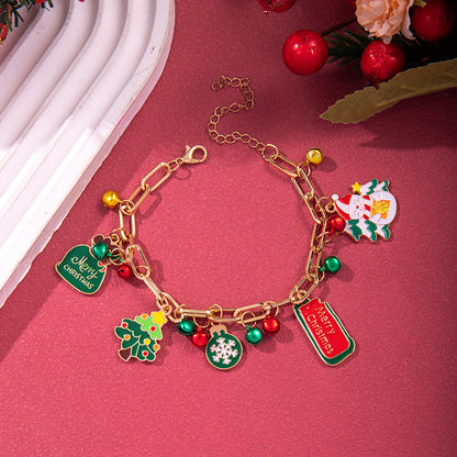 Christmas Alloy Snowflake Bell Pendant Bracelet