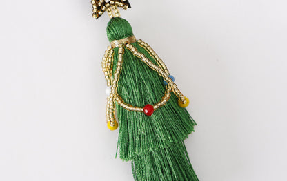 Christmas Tree Fringe Star Beaded Earrings