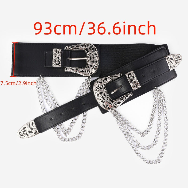 Waist Seal Hollow Double Buckle Chain