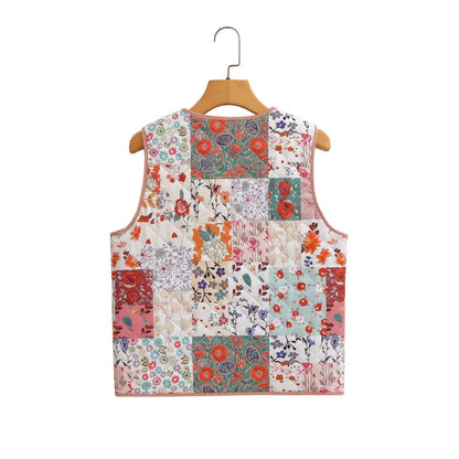 Patchwork Flower Print Waistcoat