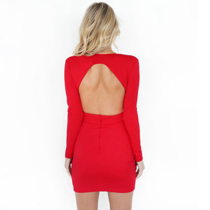 Deep V Backless Slim-Fit Mini Dress