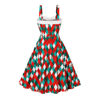 Christmas Argyle Print Dress