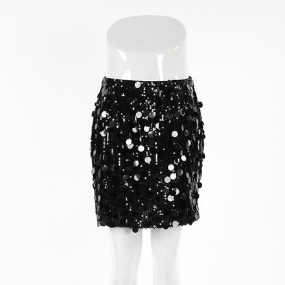 High Waist Round Large Sequin Skirt