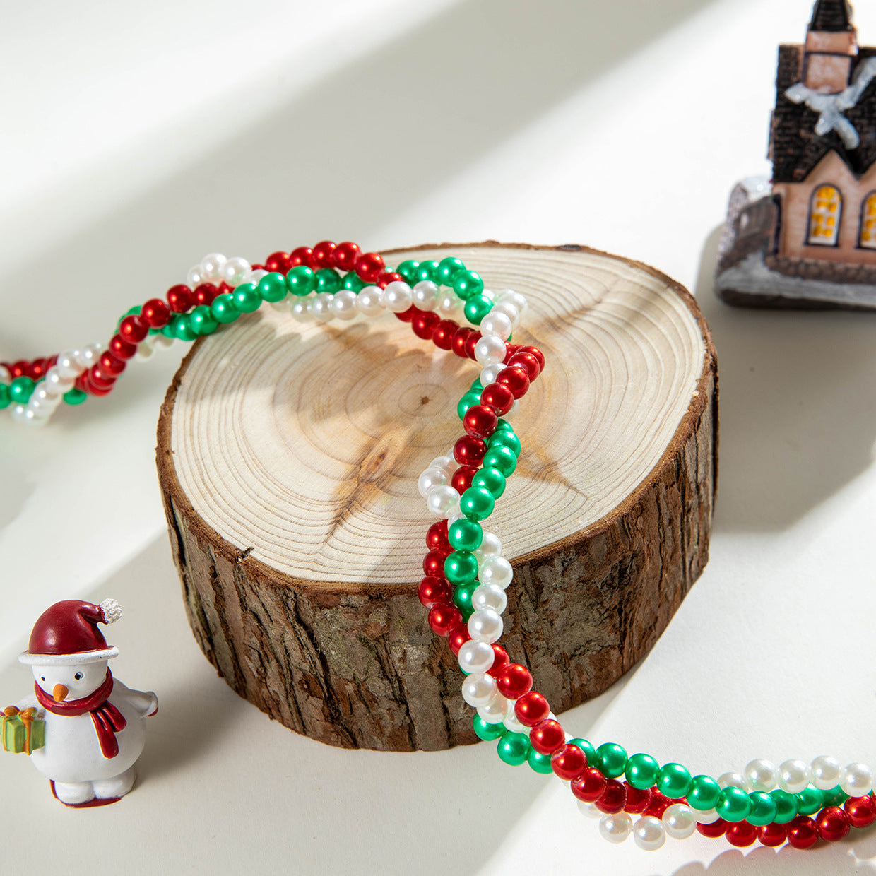 Colorful Beaded Twist Christmas Necklace