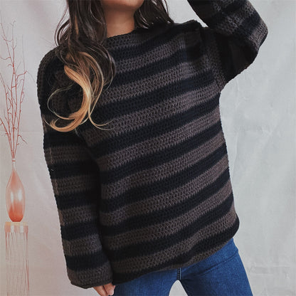 Loose Striped Knit Pullover Sweater