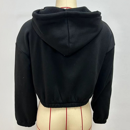 Solid Color Casual Short Sports Hoodie Coat