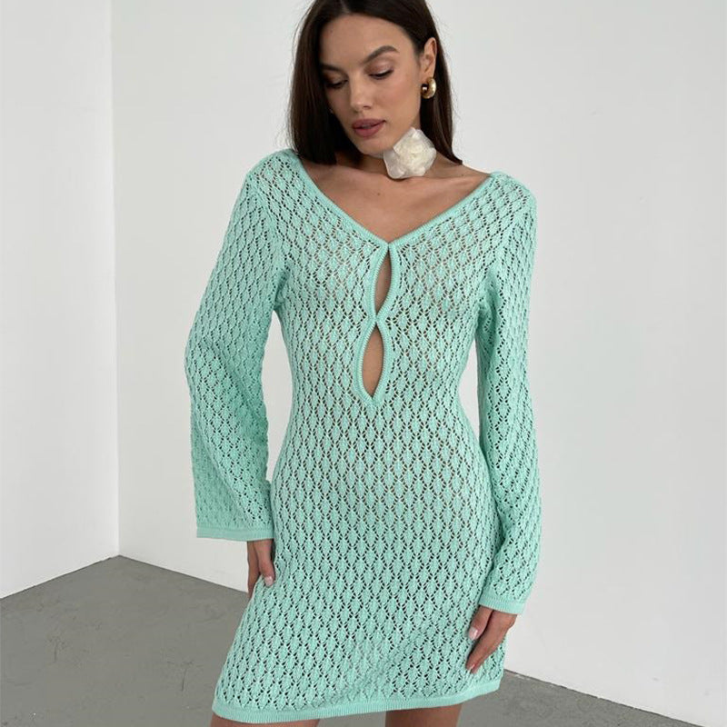 Knit Long Sleeve Vacation Knit Dress