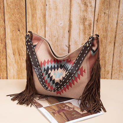 Retro Bohemian Hand-woven Cotton and Linen Shoulder Bag