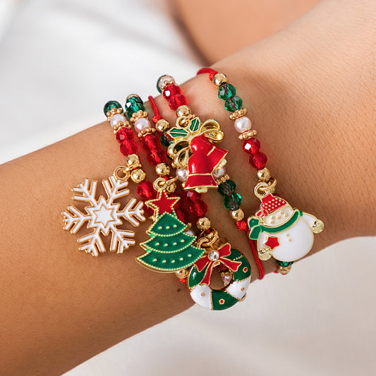 Christmas Pendant Beaded Adjustable Bracelet