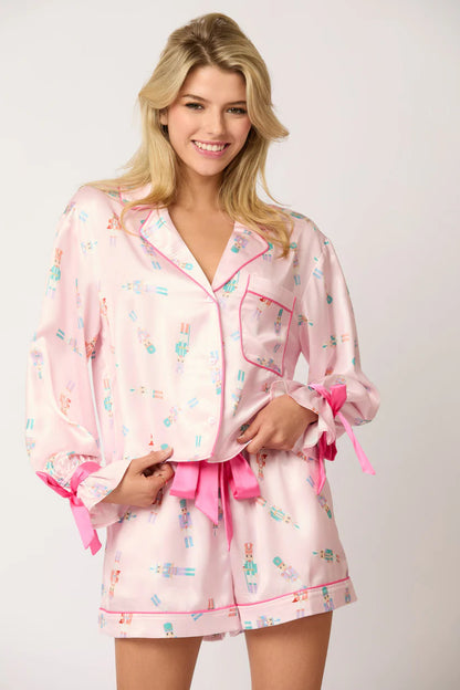 Pink And Blue Nutcracker Shirt Shorts Pajamas Set