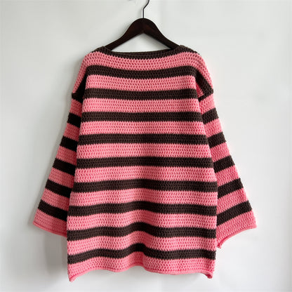 Loose Striped Knit Pullover Sweater