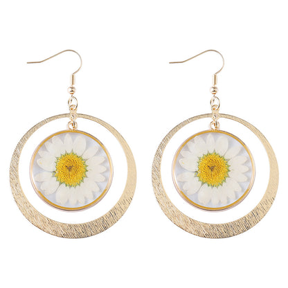 Resin Daisy Dried Flower Earrings