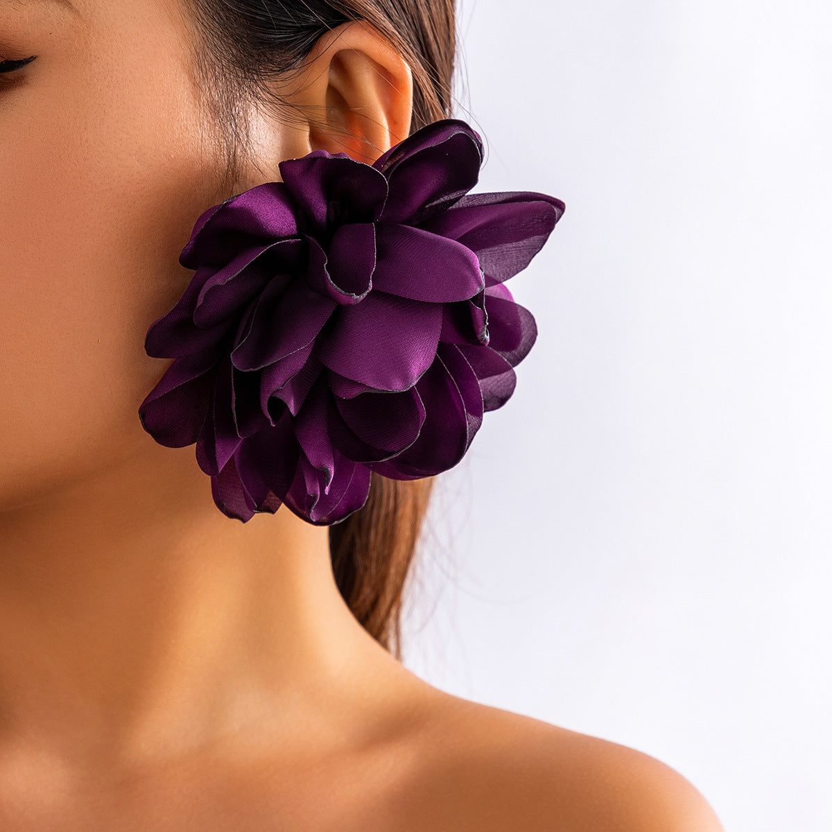 Oversized Fabric Flower Earrings