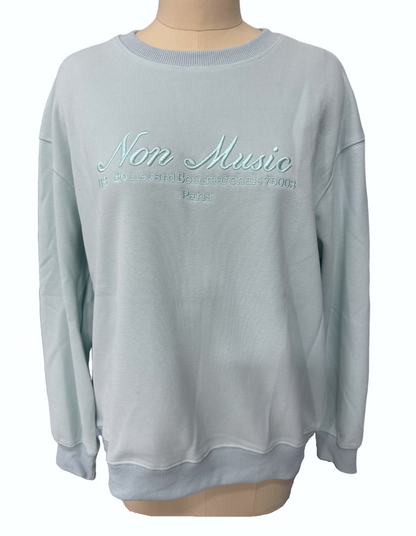 Candy-Colored Letter-Embroidered Crew-Neck Hoodie