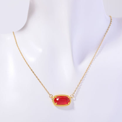 Oval Birthstone Pendant Necklace