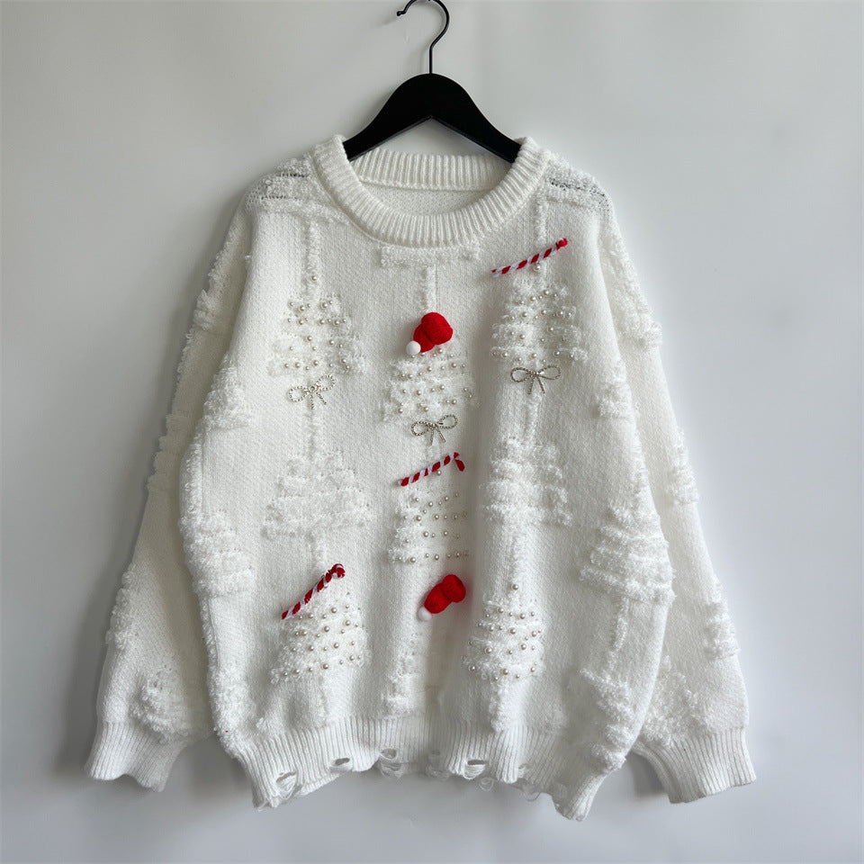 Plush Christmas Tree 3D Decorated Knit Sweater